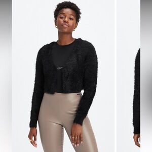 Fabletics Fuzzy Crop Cardigan Black Size Medium